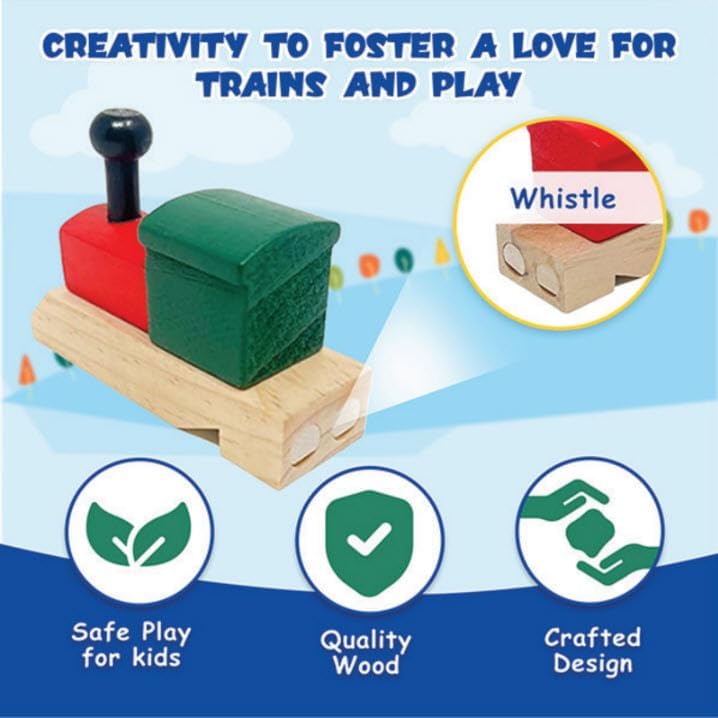 Podzly 12 Pack of Wooden Train Whistles - Fun Noise Maker Wood Toys for Kids, Montessori Toy and Party Favor for Thomas Themed Birthday Parties (1 Dozen Whistles)