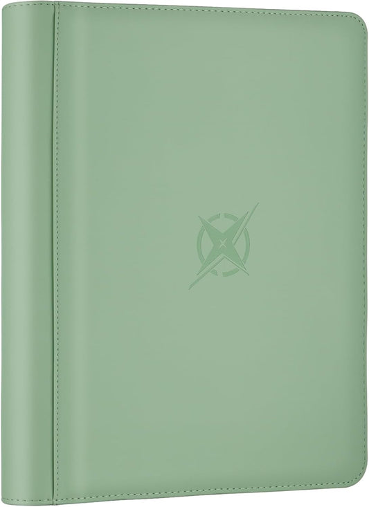 Trading Card Binder, Card Binder 9 Pocket for Trading Cards, Holds 540 Cards, Zippered Premium Card Collection Binder Album for Game Card, Sports Card, Yugioh, MTG (Soft Green)