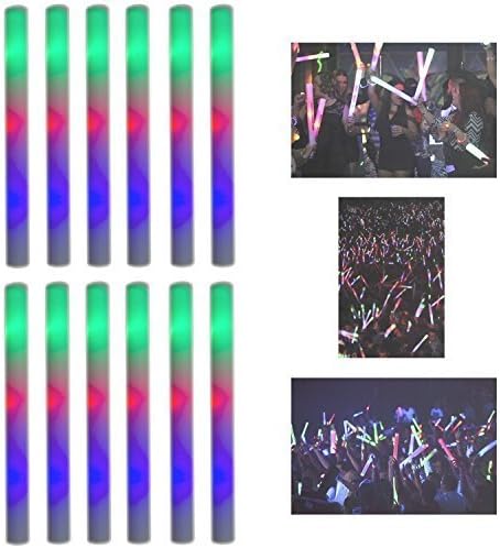 Super Z Outlet Upgraded Light up Foam Sticks, 3 Modes Colorful Flashing LED Strobe Stick for Party, Concert and Event (12)