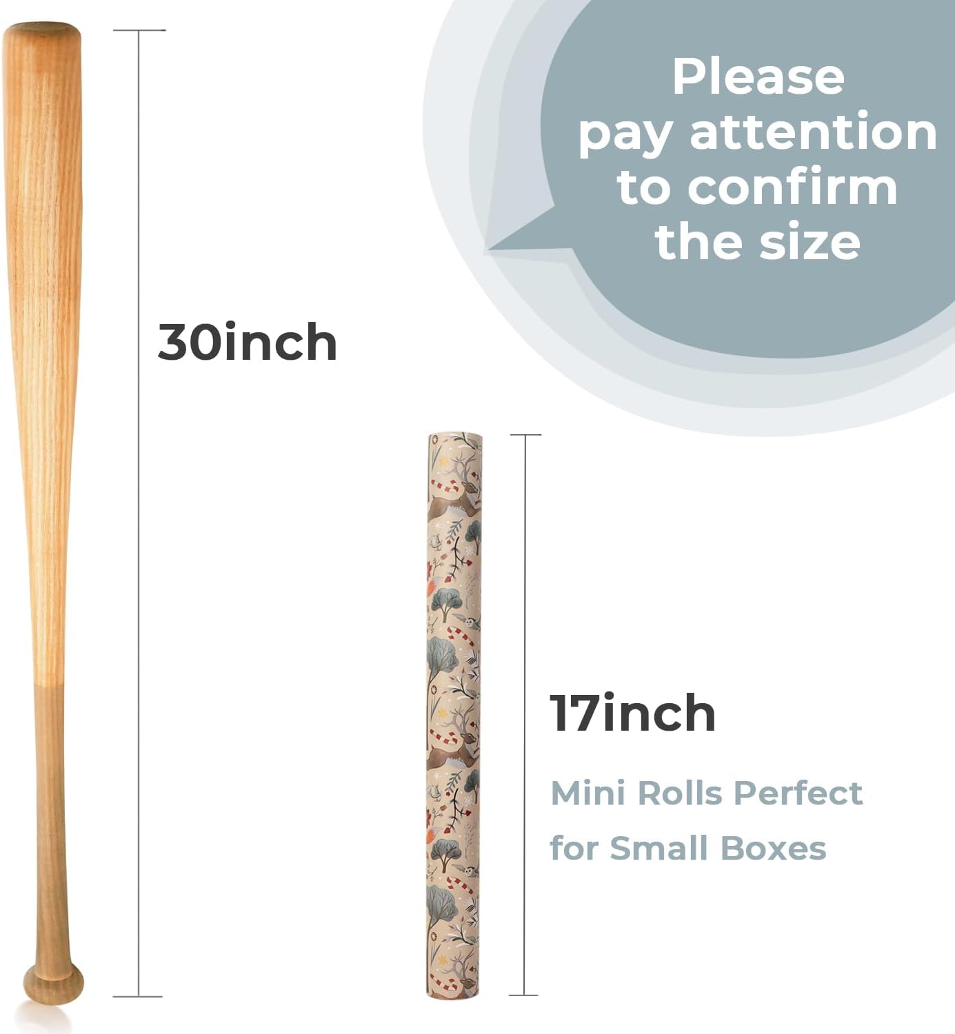 Ribbli Christmas Wrapping Paper Rolls,Mini Roll-17 Inch x 33 Feet-Christmas Woods