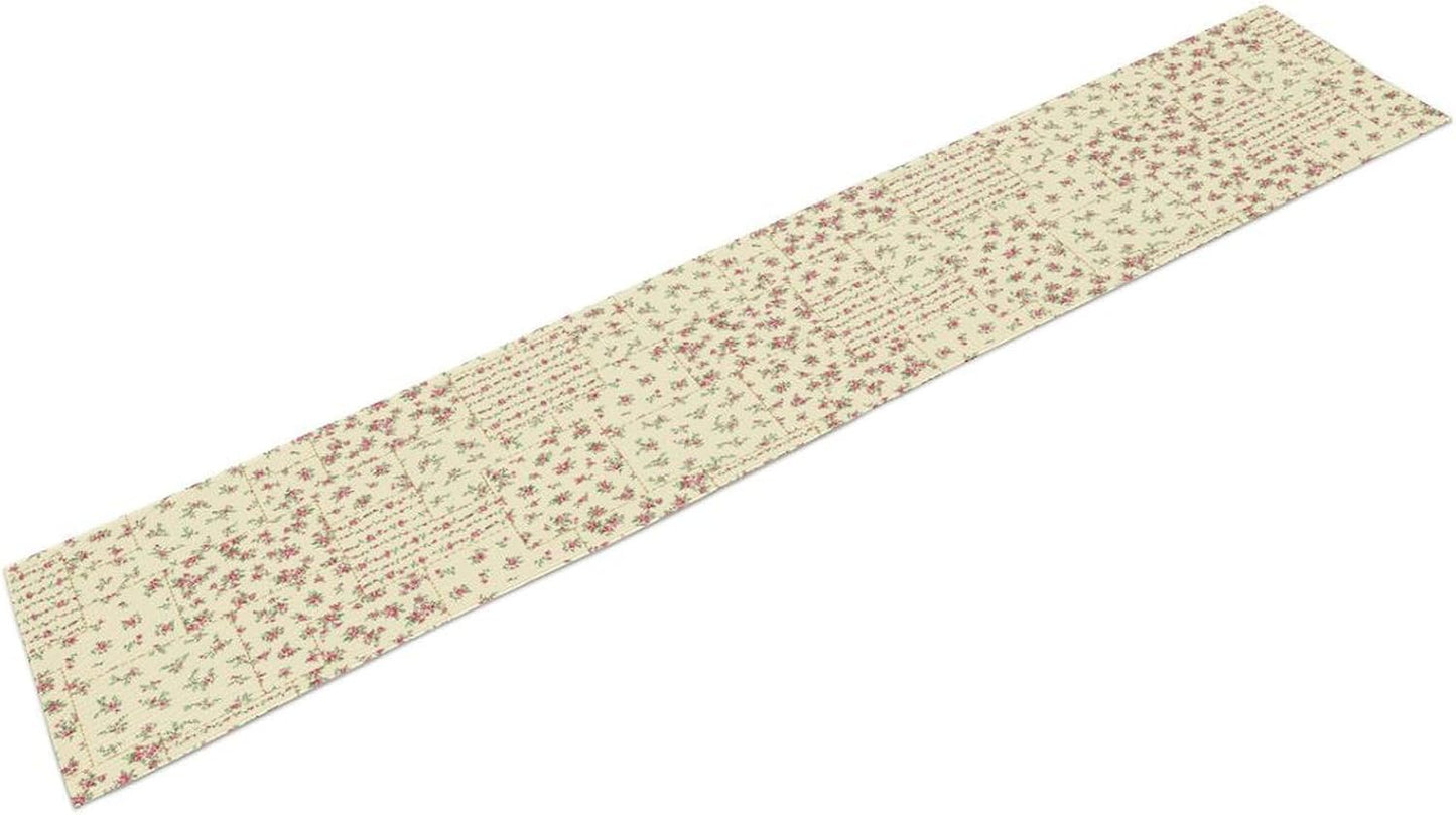 Floral Table Runner, Watercolor Rose Flower Kitchen Table Decoration Vintage Spring Home Tablecloth for Birthday Party Picnic Decoration 13x120 Inch 1PCS