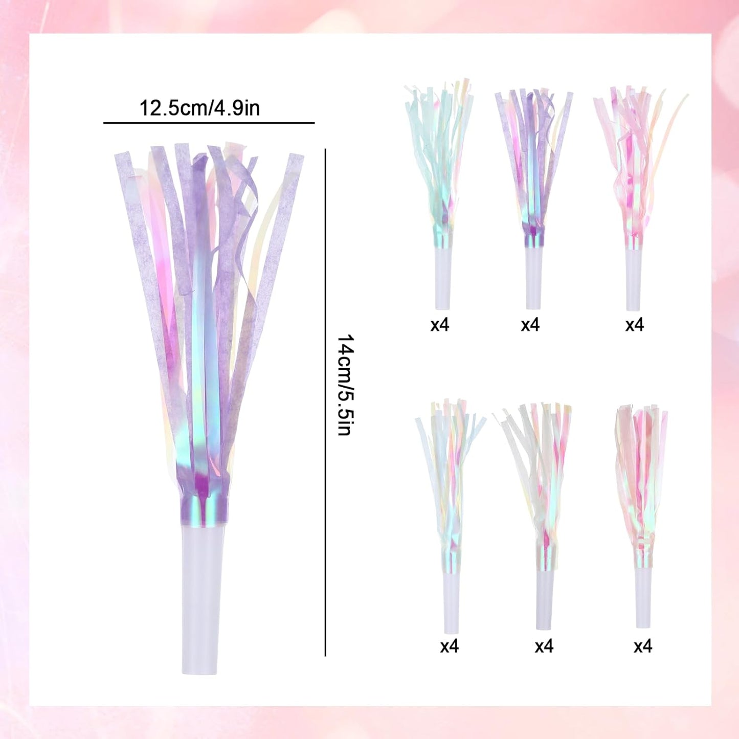 24 Pcs Mermaid Party Blowers, Glitter Fringed Noise Makers, Blow Horns for Mermaid Birsthday Favor Decorations, Celebrations, Graduation Events, Sporting Gatherings and More