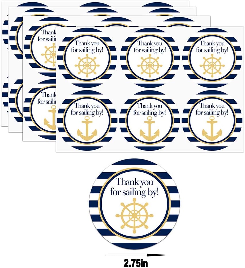 SamPartyShop Nautical Goodie Bags - 24 Pcs Nautical Party Favors Candy Bags with Stickers, Nautical Goody Gift Treat Bags Nautical Themed Birthday Party Supplies