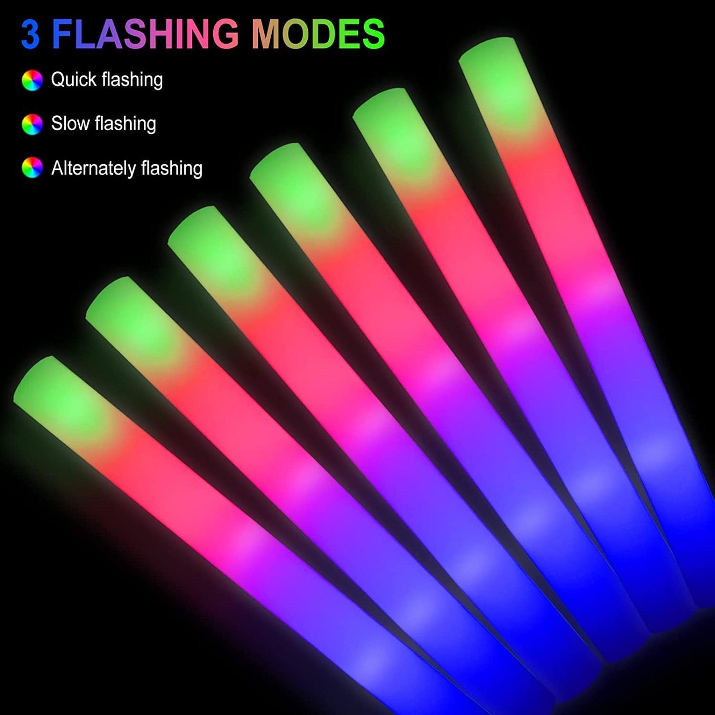 49pcs Foam Glow Sticks,Wedding Party Glow Sticks,,Party Favors Supplies Flashing Glow Party Supplies Light Up Baton Wands, Raves, Birthday,Christmas,Bulk Led Foam Sticks