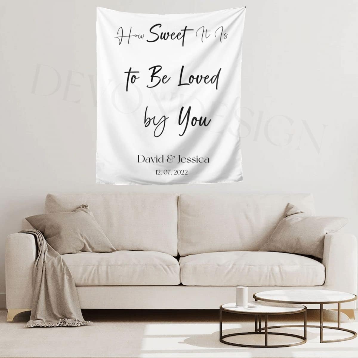 How Sweet It is to Be Loved by You Backdrop, Custom Tapestry with Names and Date, Rustic Wedding Sign, Personalized Calligraphy Wedding Banner for Ceremony, Wedding Arch, Wedding Reception Backdrop