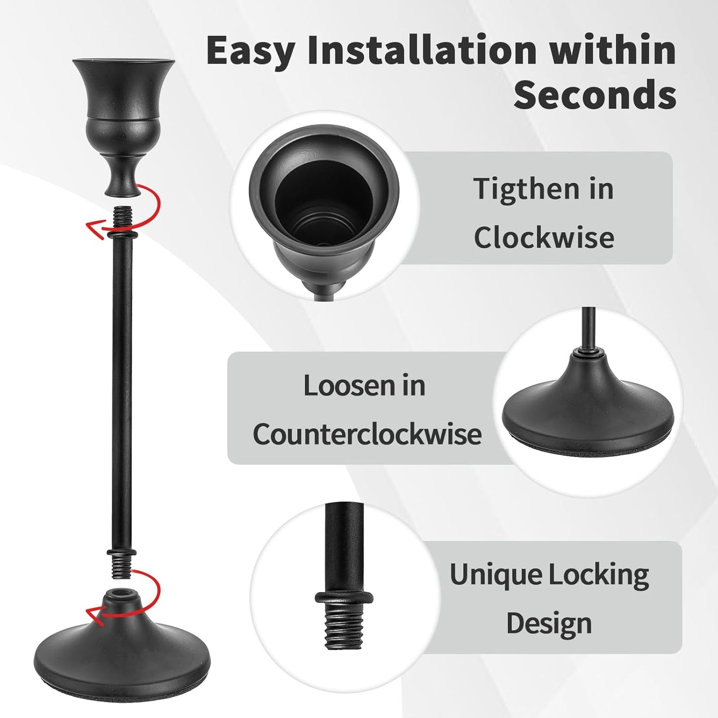 CHILL RECIPE Black Candlestick Holder Tall Taper Candle Holder for Home Decor Table Centerpiece Party Festival Decorations Halloween Decoration (4 Set 12Pcs)