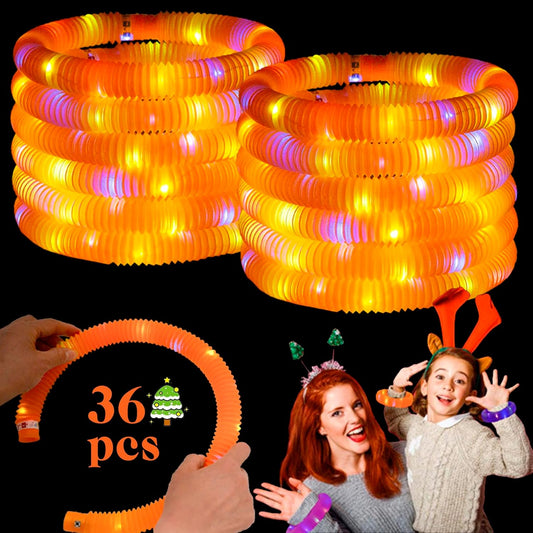 Orange 36 Pack Light Up Party Favors Supplies,Bulk Glow Sticks Bracelet,Necklace Accessories for Kids,Birthday Return Gifts Treats,Easter Basket Goodie Bag Stuffer Fillers for Boys Girls