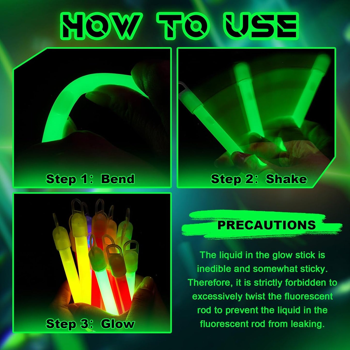 Lewtemi 50 Set 4'' Glow Sticks Bulk, Hallowee Glow in The Dark Party Supplies, Emergency Light Sticks with Lanyard, for Birthday, Light up, Neon, Halloween Theme Party Favors