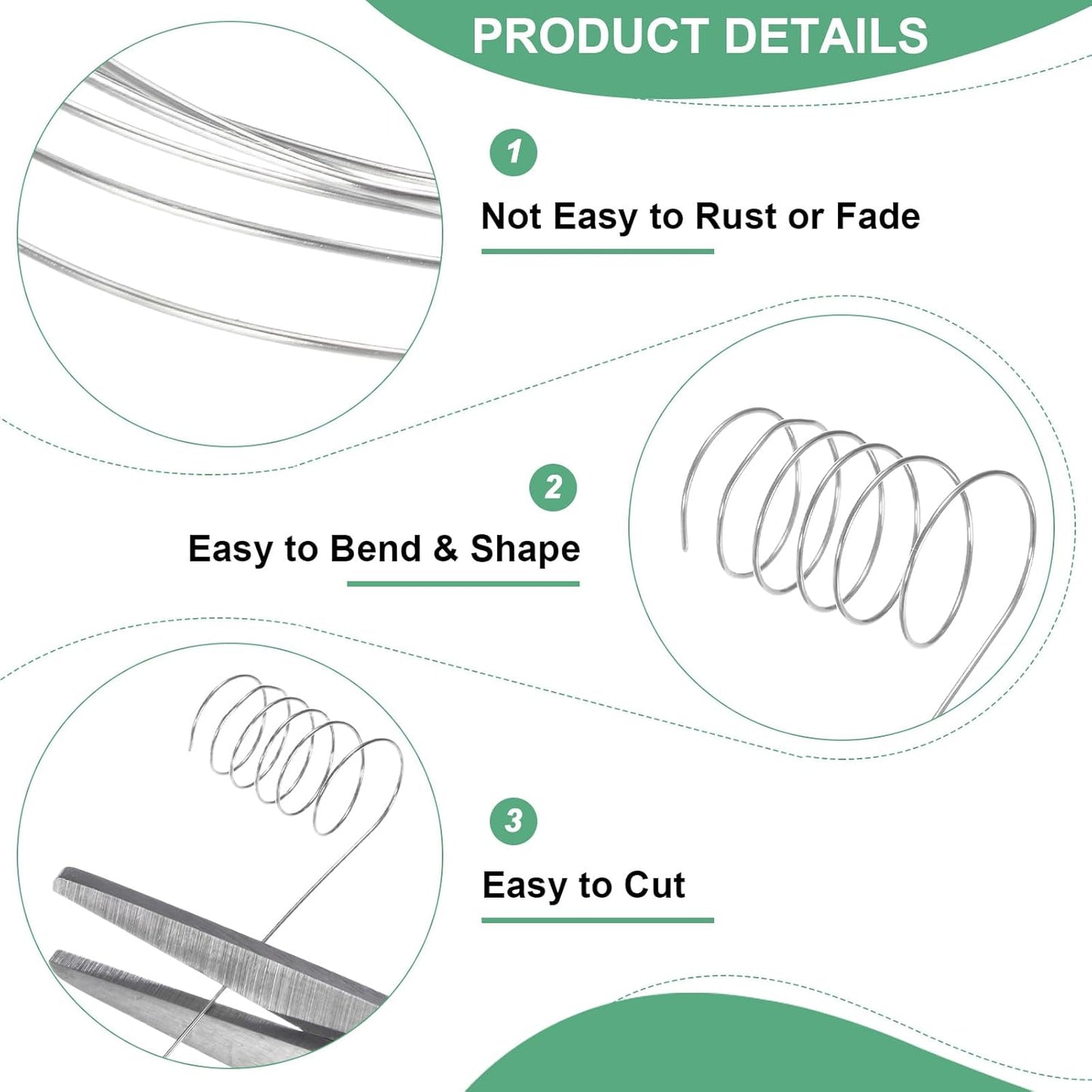 0.3mm Jewelry Wire, 28 Gauge 328FT Craft Wire Copper Beading Wire for Jewelry Making/Planting/Weaving/DIY Crafting, Soft Metal Wires [100M, Silver White]