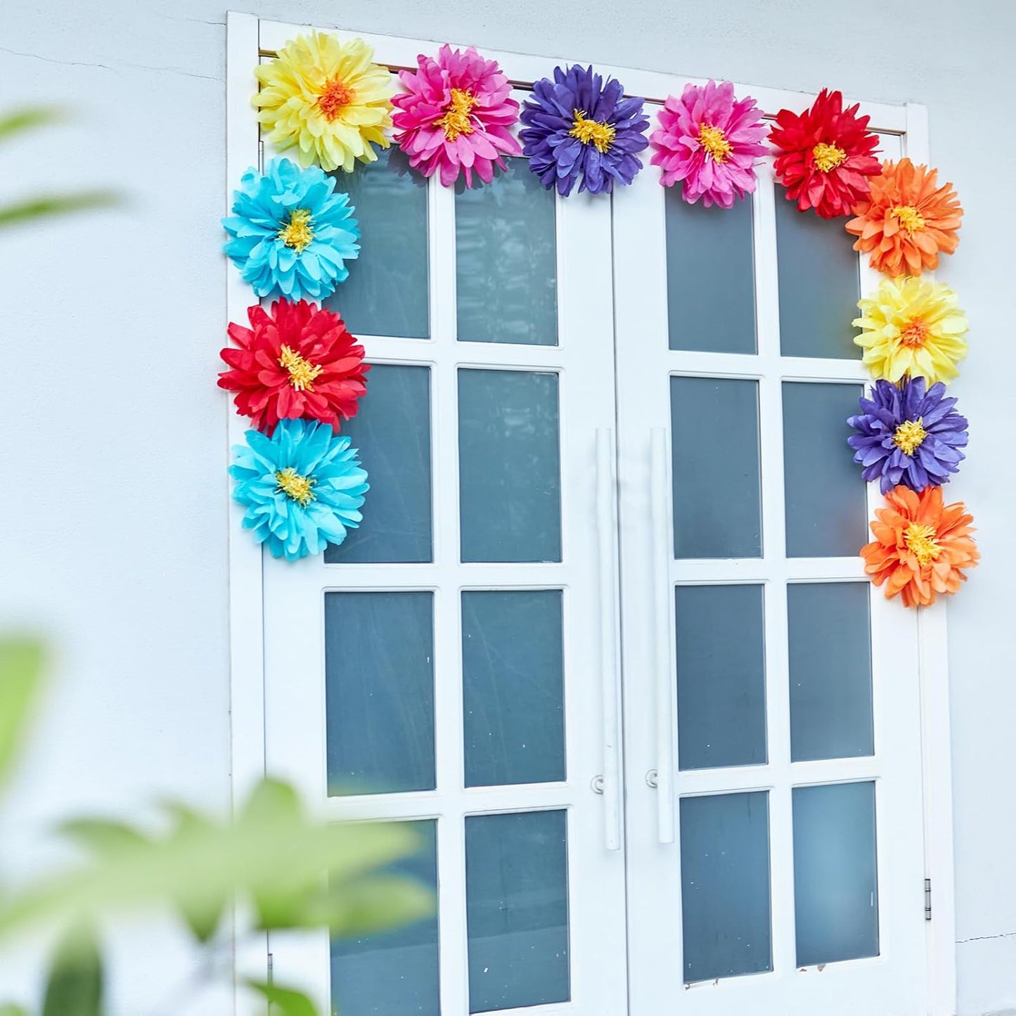 12PCS Mexican Paper Flowers Colorful Fiesta Tissue Paper Flowers Pom Poms Flowers Party Decoration for Wall Floral Carnival Wedding Birthday Craft Decor
