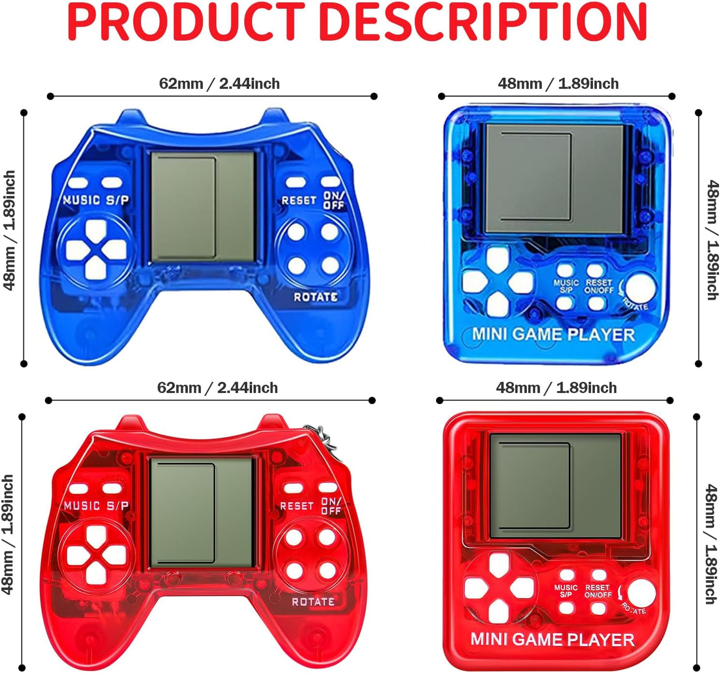 18Pcs Video Game Party Favors for Kids, Arcade Video Game Birthday Supplies Mini Game Console Keychain Classroom Prizes for Boys and Girls