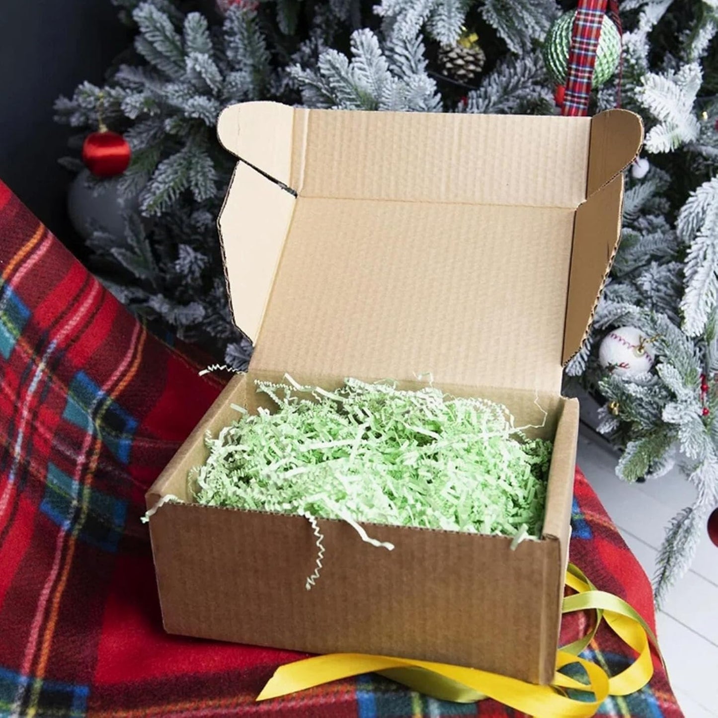 Zankubom 1 LB Light Green Crinkle Cut Paper Shred Filler Great for Gift Wrapping, Basket Fillers, Birthday, Gift Wrapping, Anniversary, Halloween Thanksgiving Christmas Party Decor Filling Supplies