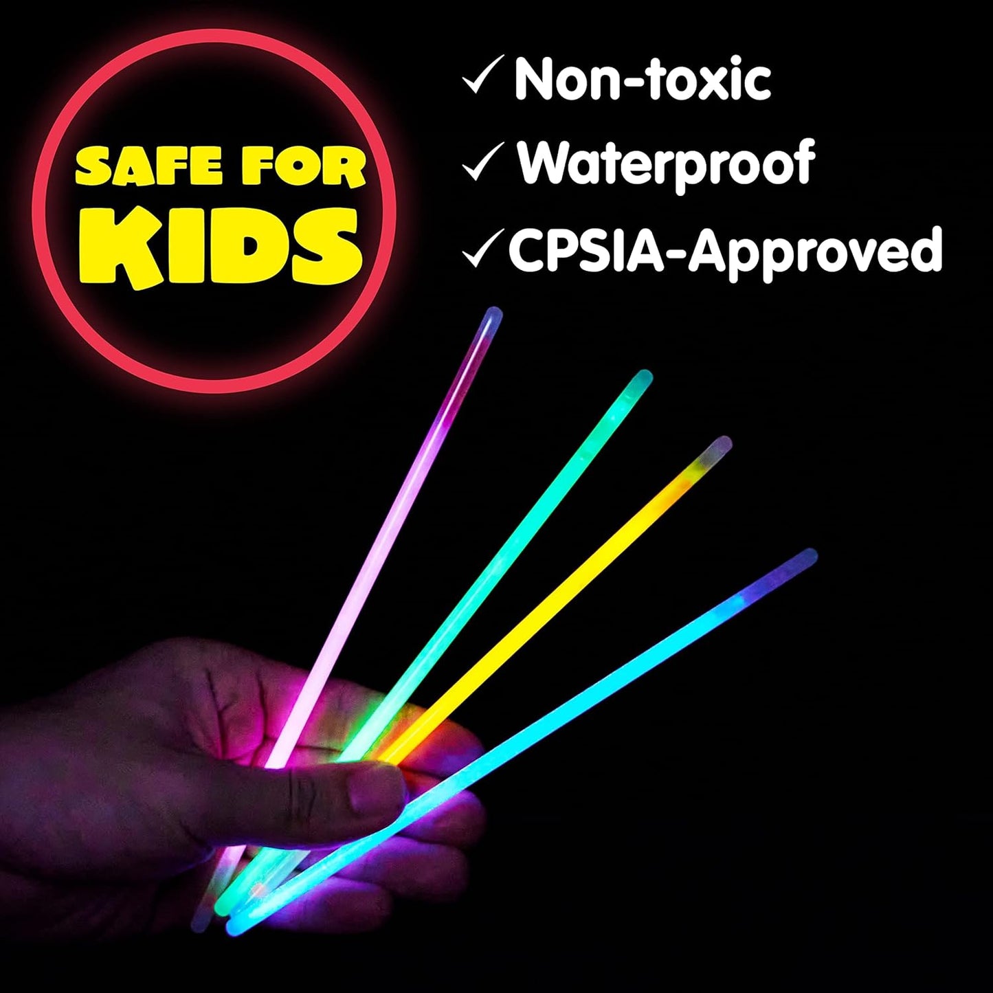JOYIN 200 Pcs 8" Glowsticks, Halloween Supplies Pack, Bracelets Necklaces, Glow in the Dark Party Favors, Easter, Christmas, Football Party Supplies