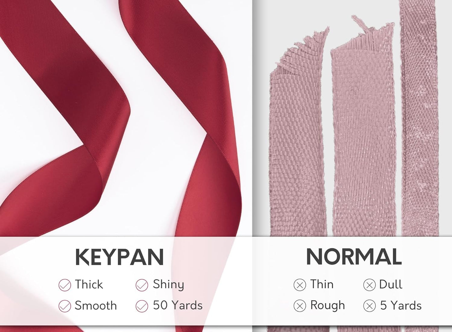 Burgundy Satin Ribbon 1-1/2 Inch x 50 Yards Double-Faced Ribbons for Christmas Gift Wrapping Flower Bouquet Wedding Paper Bows Invitations Crafts