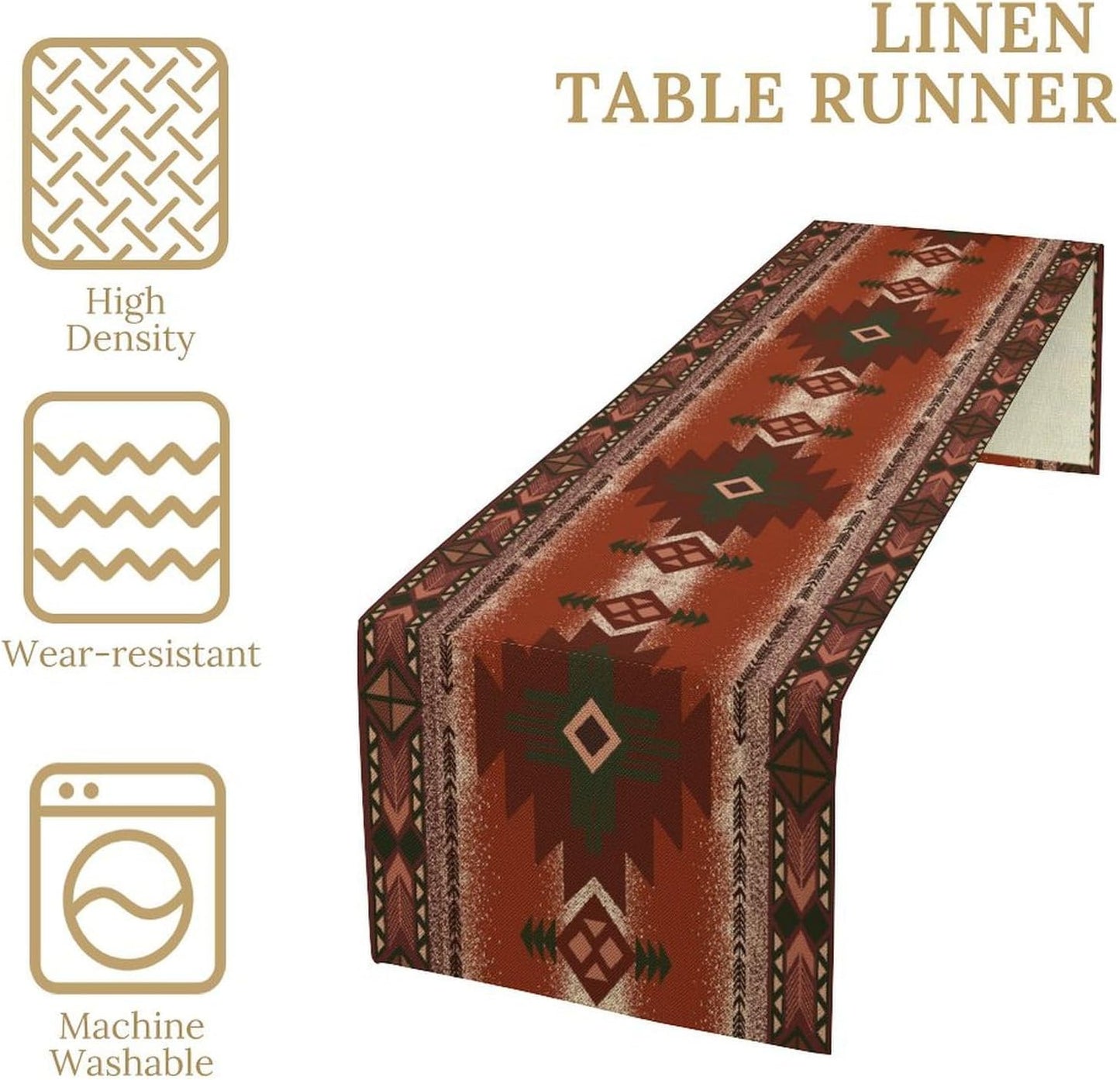 Aztec Table Runner Southwestern Ethnic Style Geometric Navajo Tribe Abstract Pattern Vintage Rustic Table Dinner Table Runner 13x120 Inch