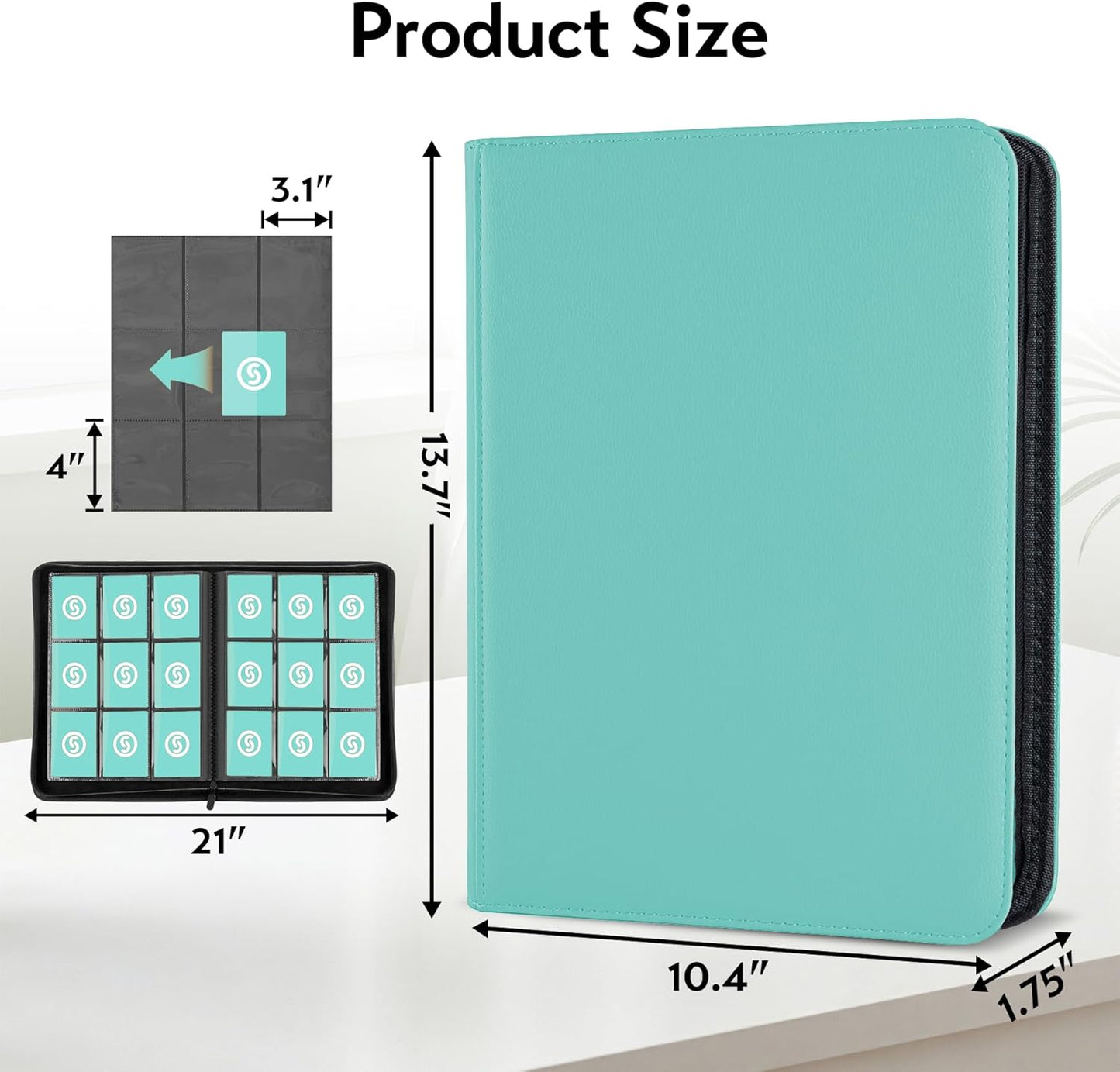 Card Binder 9 Pocket for 360 Cards - Premium Trading Card Binder with Sleeves Protection, Side Loading Collection for TCG, MTG, YGO, One Piece Collectible Cards (Blue)