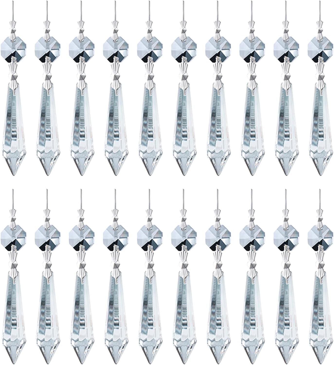 H&D HYALINE & DORA 20PCS 55mm Clear Chandelier Icicle Crystal Prisms Lamp Decoration