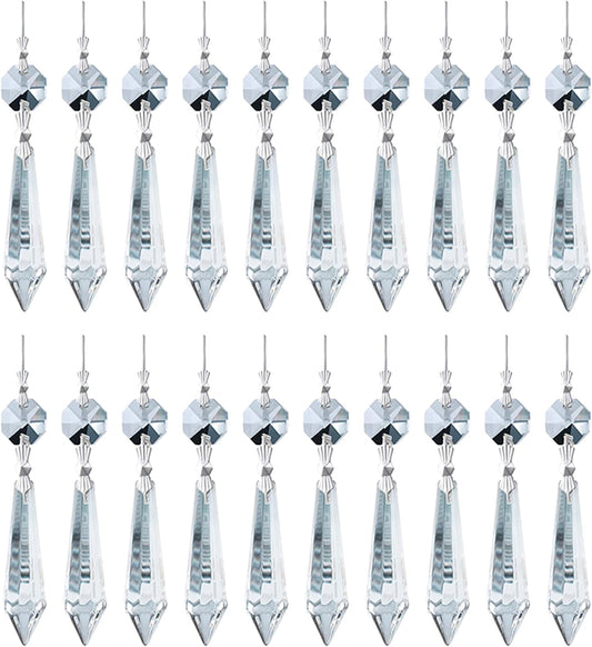 H&D HYALINE & DORA 20PCS 55mm Clear Chandelier Icicle Crystal Prisms Lamp Decoration