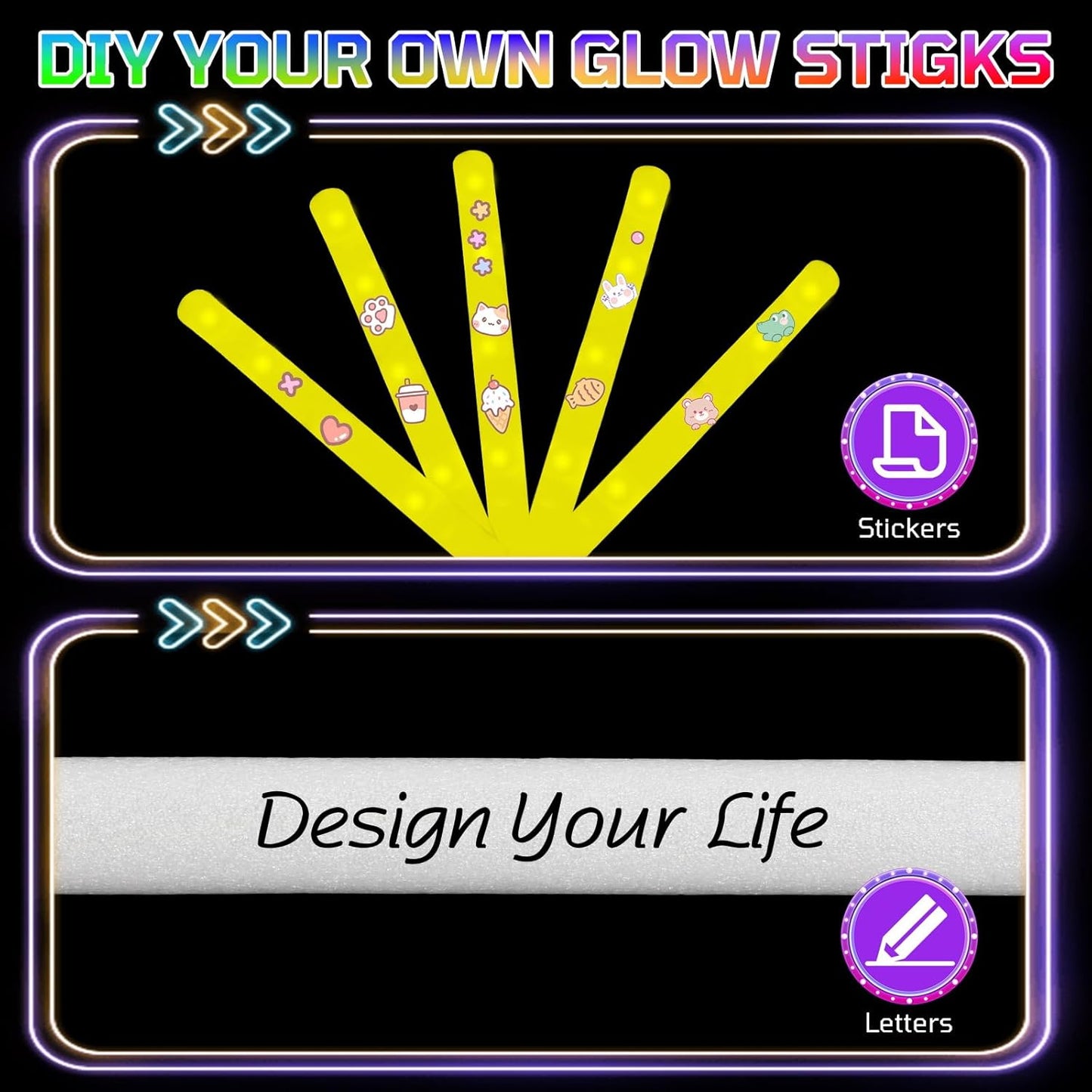 Foam Glow Sticks Bulk, 30 PCS Yellow Light Up Foam Sticks 3 Modes, Glow Party Supplies for Wedding,Raves, Carnival, Concert, 4th of July, Halloween, Christmas, New Year