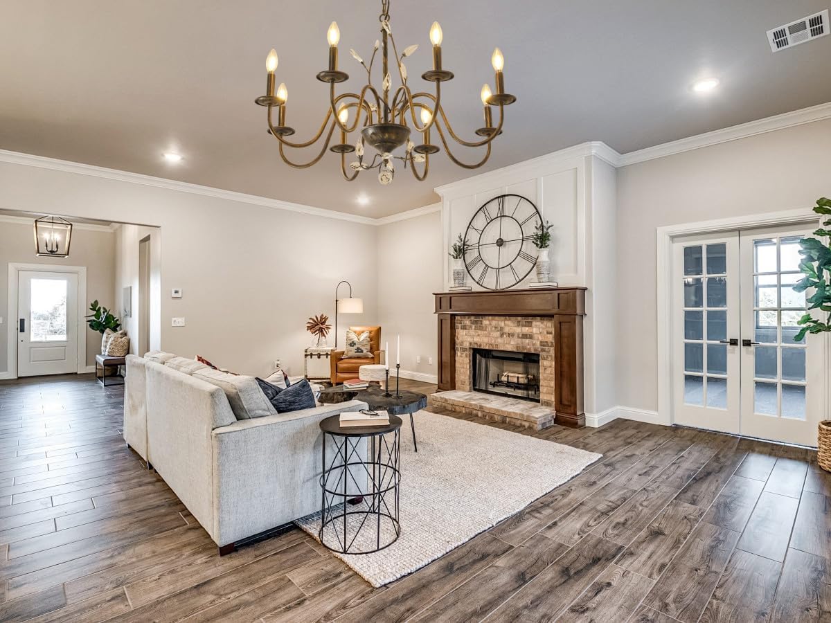 Farmhouse Crystal Chandelier,32 Inch Modern Flower Branch Oil-Rubbed Bronze Rustic Vintage Hanging Pendant Ceiling Light Fixture for Living Room Dining Room Bedroom Foyer Entryway