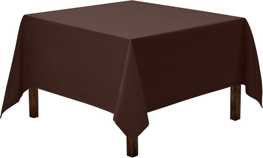 Gee Di Moda Square Tablecloth - 85 x 85 Inch Chocolate Table Cloth for Large Square or Round Tables - Heavy Duty Washable Fabric - for Buffet Table, Holiday Party, Dinner, Wedding & Baby Shower