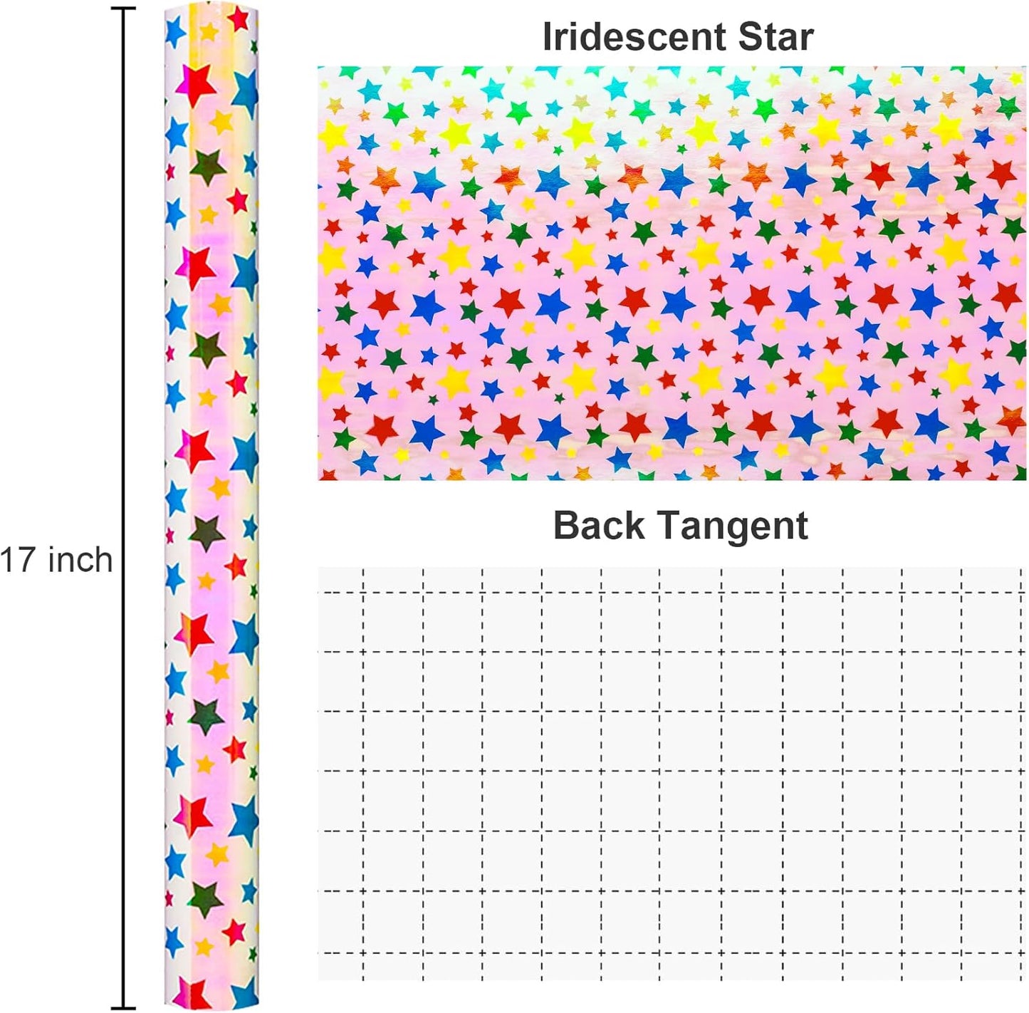 Burymento Holographic Pink Star Gift Wrapping Paper for Birthday, Valentines, Mothers day, Graduation, Wedding, Fathers day, Baby Shower, Christmas (17in x 32.8ft)