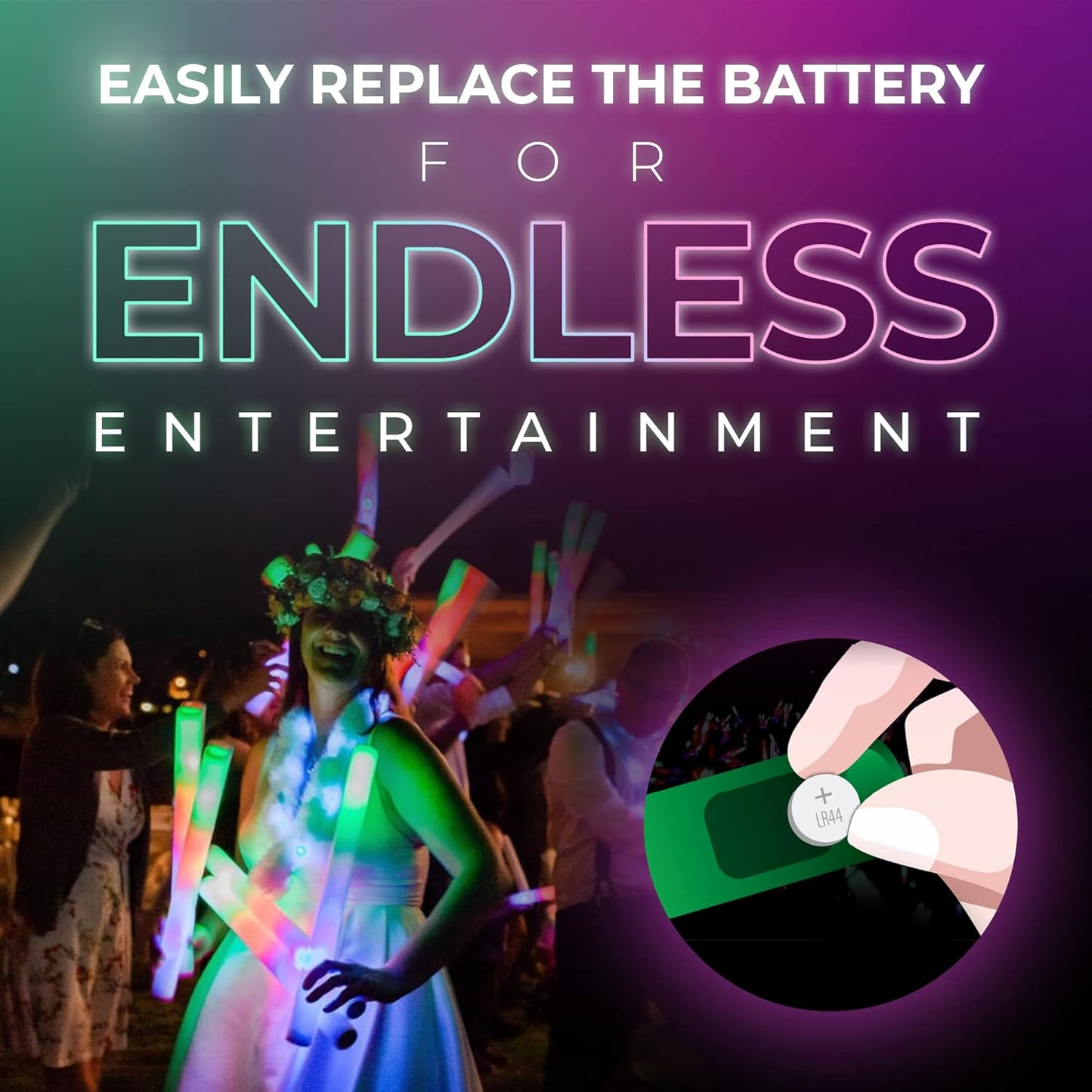 100 Orange Foam Glow Sticks - 16" Light Up Sticks for Wedding, Parties & Dancing