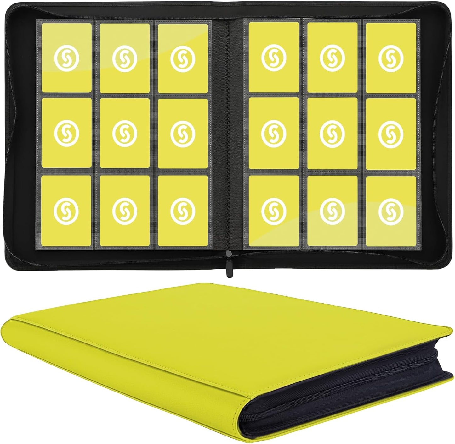 Card Binder 9 Pocket for 360 Cards - Premium Trading Card Binder with Sleeves Protection, Side Loading Card Collection Binder for TCG, MTG, YGO, One Piece Collectible Cards (Yellow)