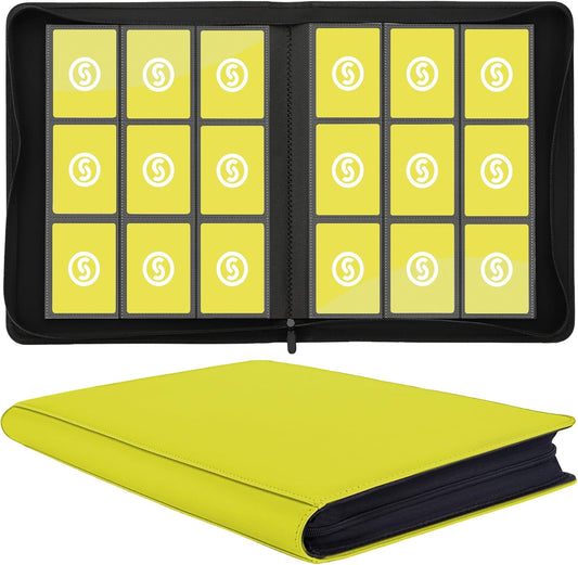 Card Binder 9 Pocket for 360 Cards - Premium Trading Card Binder with Sleeves Protection, Side Loading Card Collection Binder for TCG, MTG, YGO, One Piece Collectible Cards (Yellow)