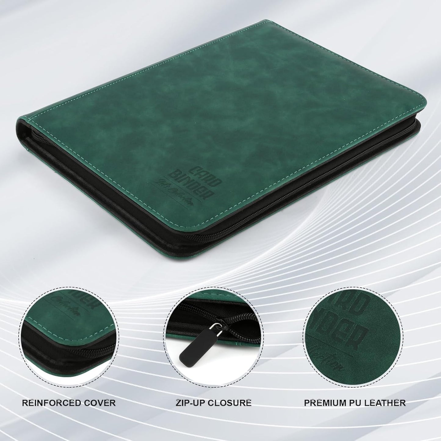 Toploader Binder with 9-Pocket Pages, Holds 288 "3×4" Rigid Toploader Hard Cases, Card Holder for Collectible Cards or Sports Cards, Durable Sleeves for Storage & Display (Dark Green)