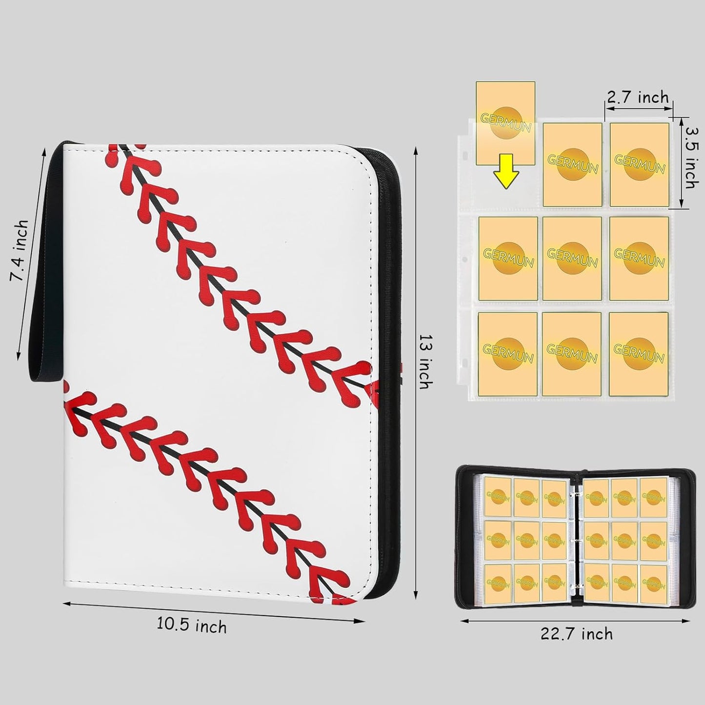 Baseball Card Binder - 9 Pocket, Premium PU Card Book, Card Holder Binder, Compatible with MTC, TCG, Game & Sports Cards