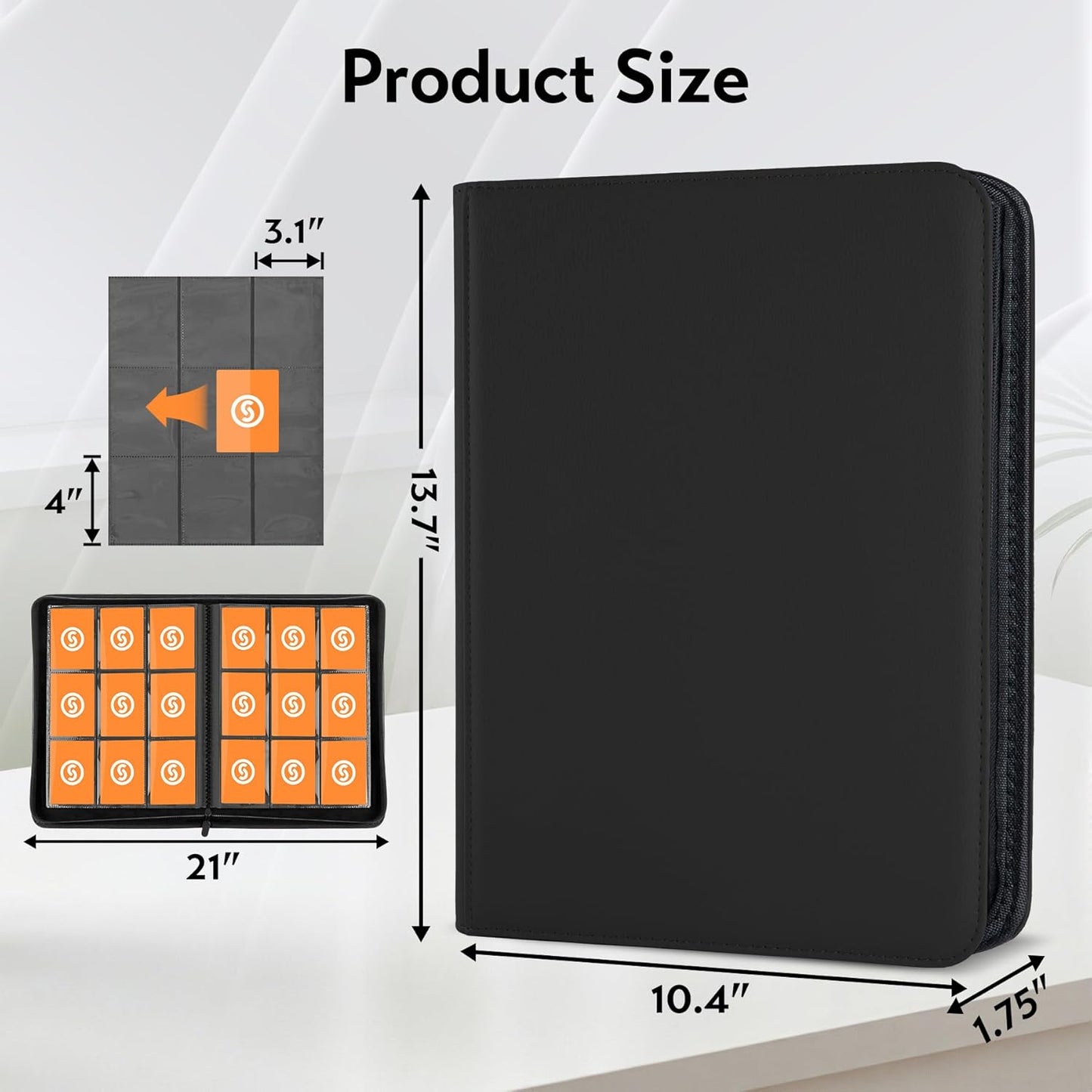 Card Binder 9 Pocket for 360 Cards - Premium Trading Card Binder with Sleeves Protection, Side Loading Card Collection Binder for TCG, MTG, YGO, One Piece Collectible Cards (Black)