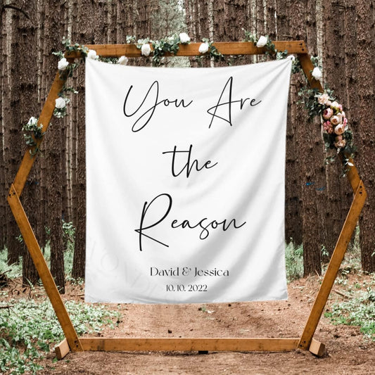 Custom Tapestry with Names and Date, Rustic Backdrop for Ceremony, Reception Arch, Wedding Decorations