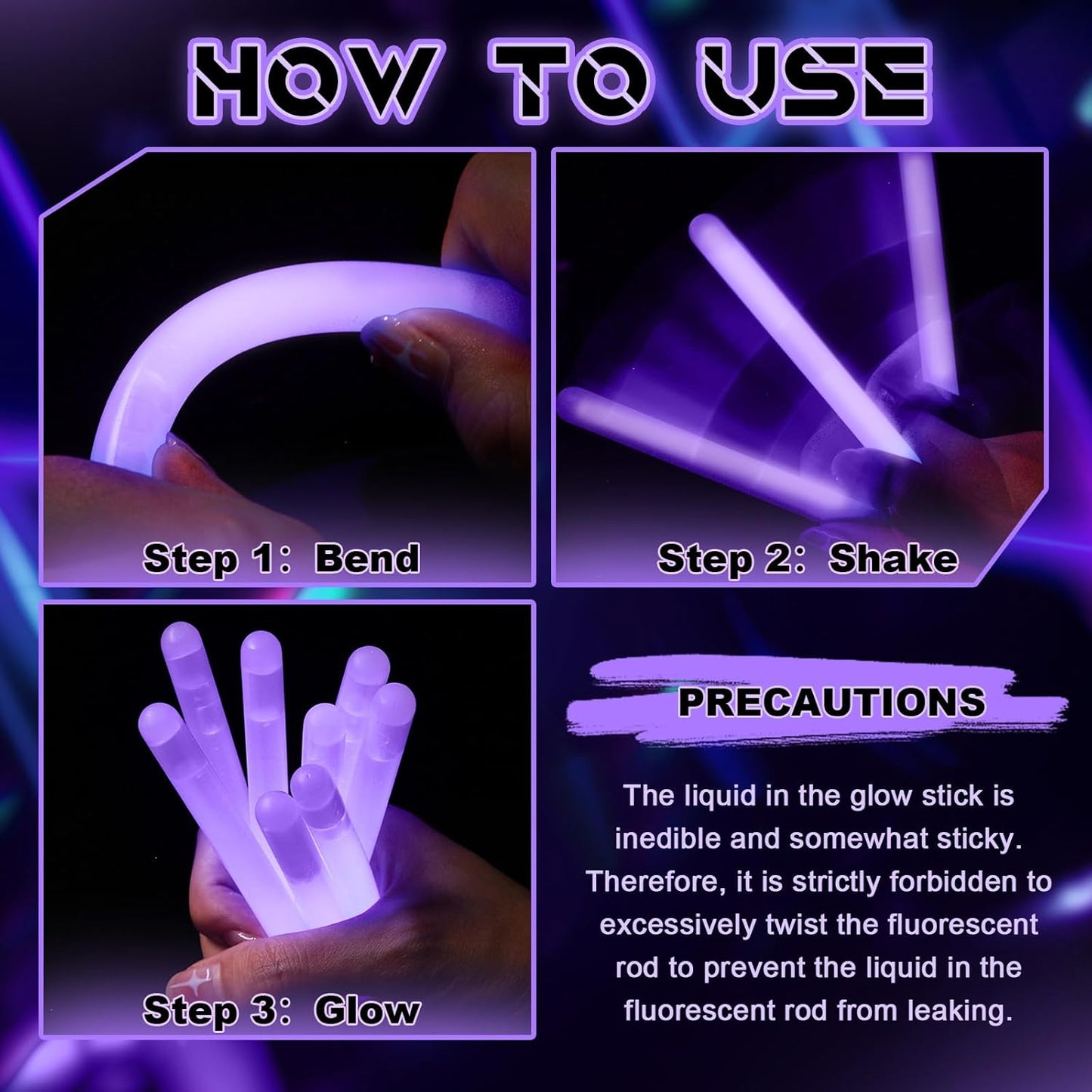 Lewtemi 4" or 6" 100 Pack Bright Glow Sticks Bulk, Glow in The Dark Party Supplies Birthday and Holidays Party Favors