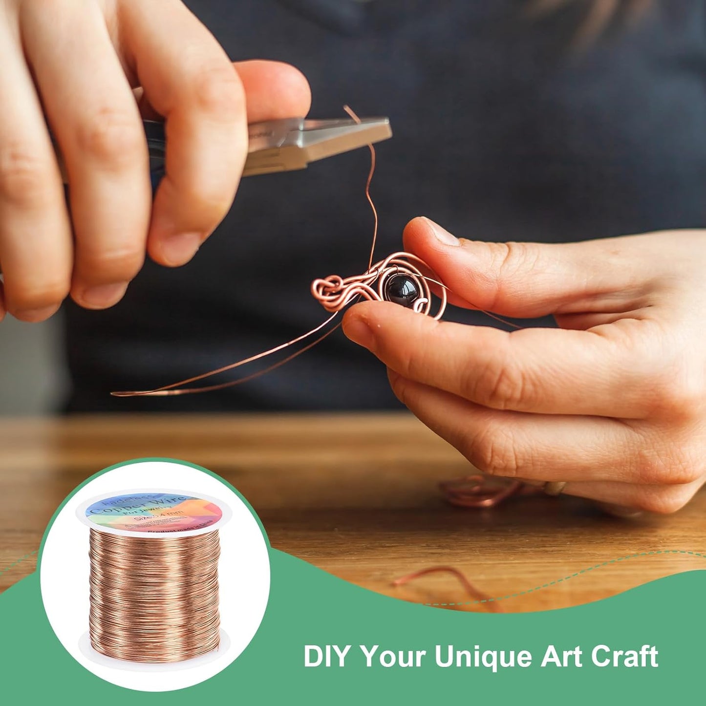 0.4mm Jewelry Wire, 26 Gauge 328FT Craft Wire Copper Beading Wire for Jewelry Making/Planting/Weaving/DIY Crafting, Soft Metal Wires [100M, Copper Tone]