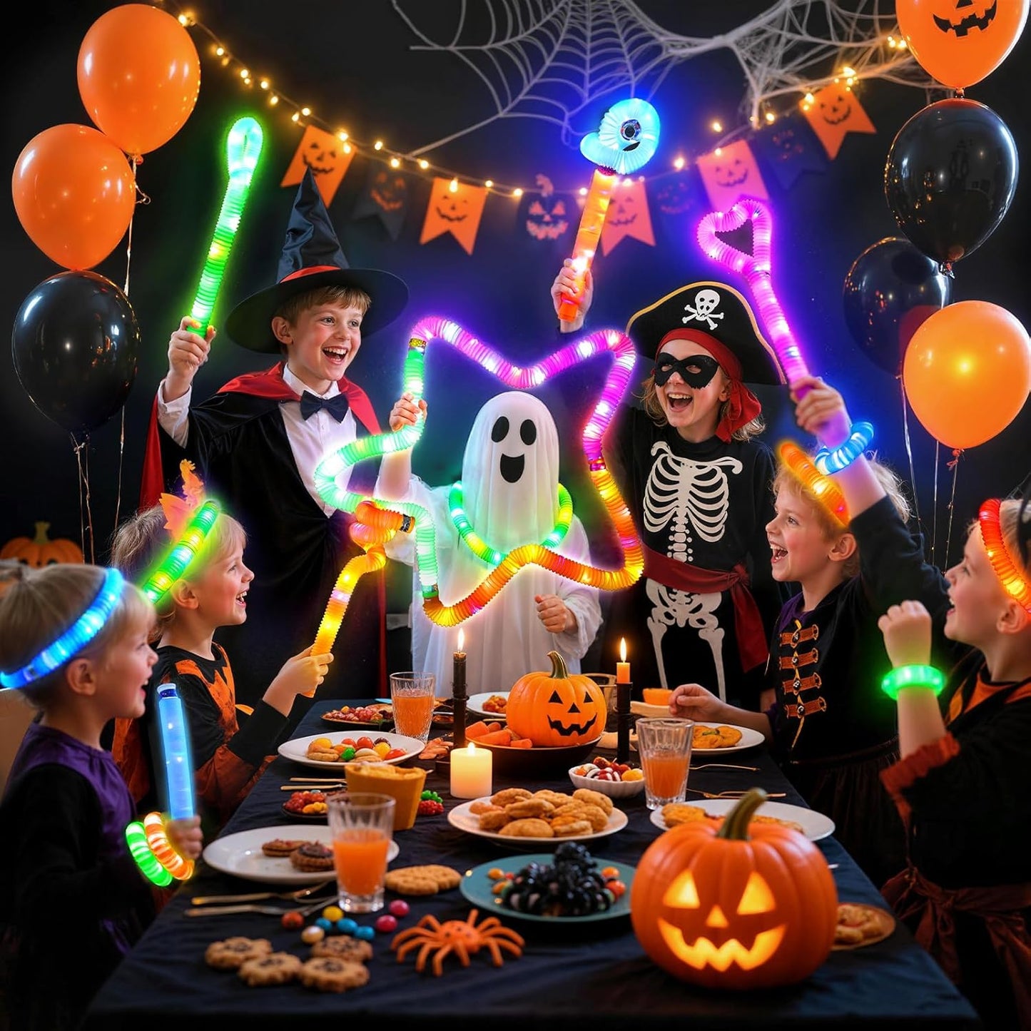 LovesTown 12PCS Glow Sticks Party Favors for Kids, Glow in the Dark Party Supplies, Light Up Pop Tubes for Toddlers Halloween Christmas Birthday Dance Camp, Goodie Bags Stuffers