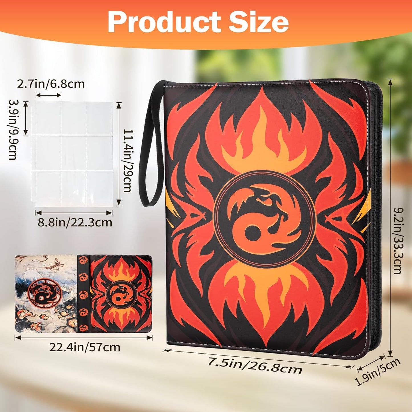 9 Pocket Card Binder for MTG/YGO/PTCG/Game Cards, Holds 900 Cards,Premium Card Collector Book for TCG Players,Toys Gifts for Kids(Red)