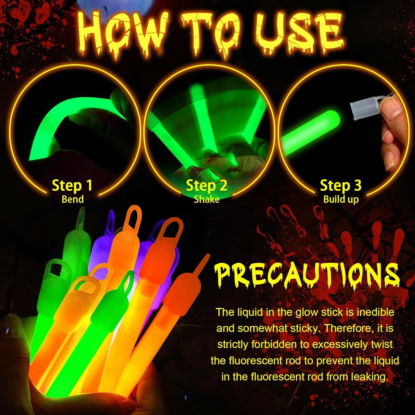 Lewtemi 4" or 6" 100 Pack Bright Glow Sticks Bulk, Glow in The Dark Party Supplies Birthday and Holidays Party Favors