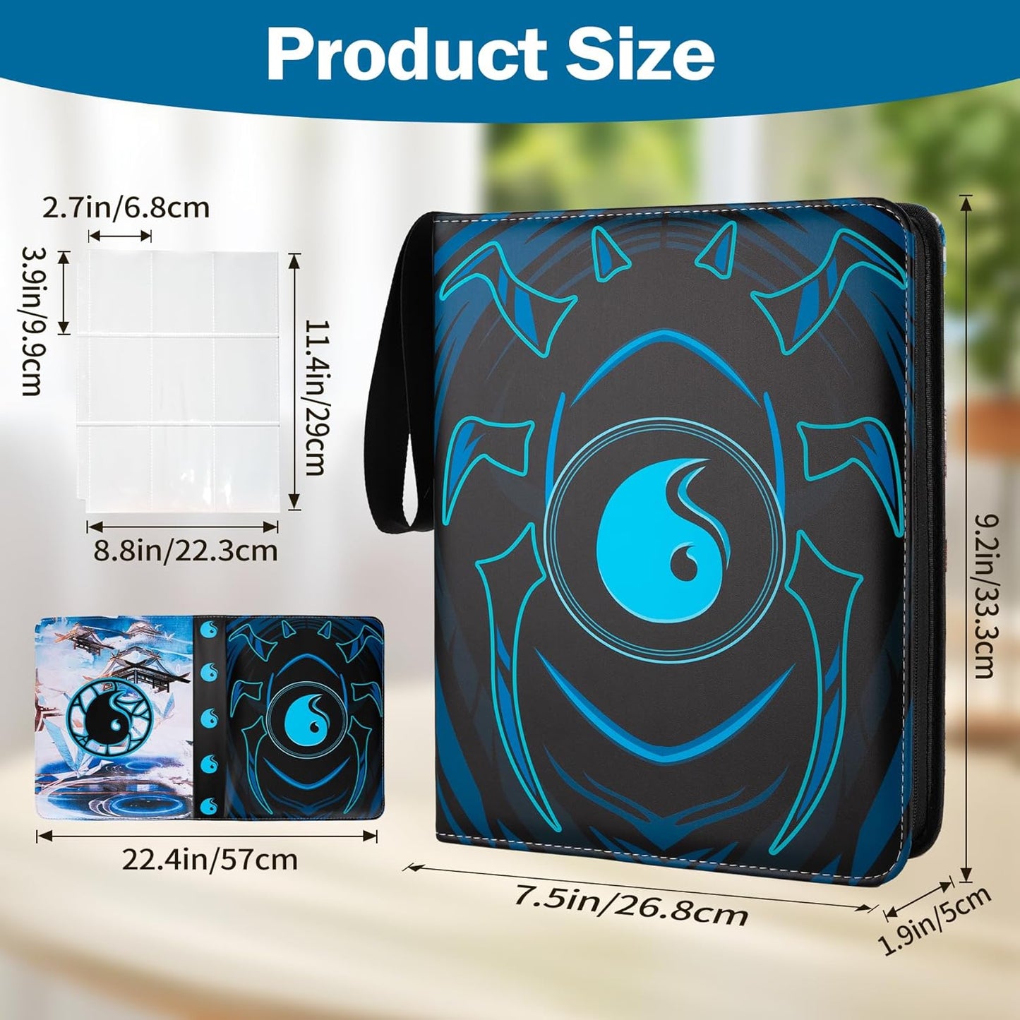 9 Pocket Card Binder for MTG/YGO/PTCG/Game Cards, Holds 900 Cards,Premium Card Collector Book for TCG Players,Toys Gifts for Kids(Blue)