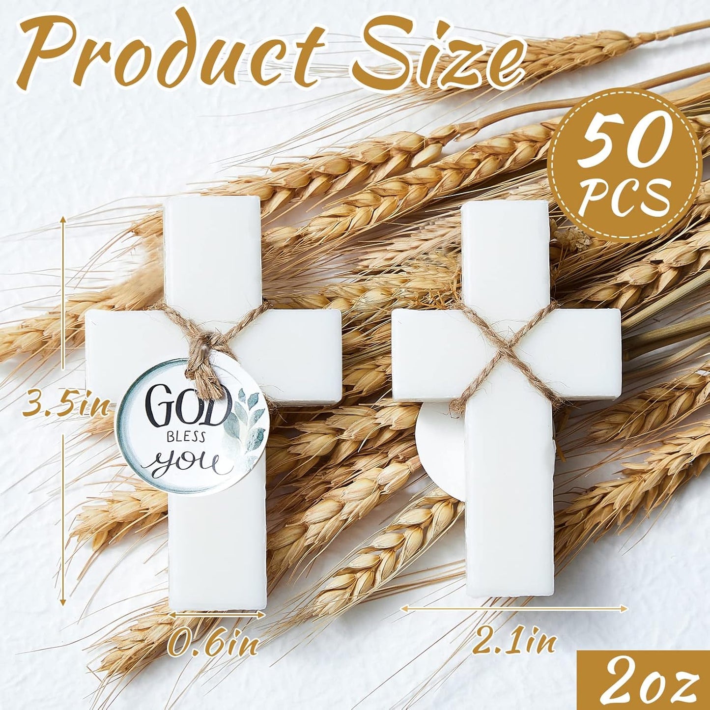 50 Pcs Cross Soap Baptism Favors, Baby Baptism Favor Scented Soap First Communion Gifts for Guests Party Wedding Birthday Gift Bridal