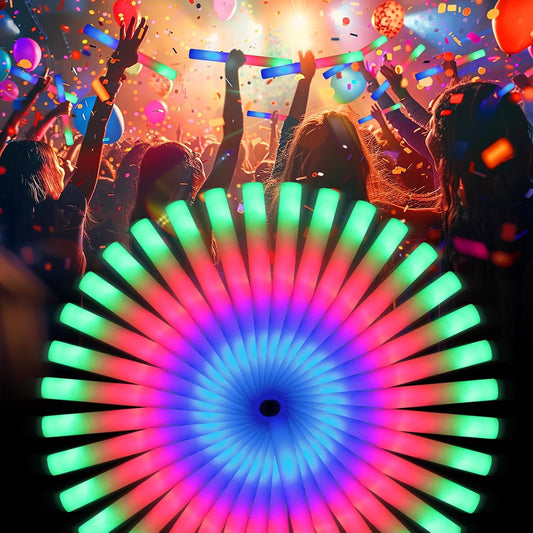 225 Foam Glow Sticks, Foam Light Up Sticks Party Supplies with 3 Mode Colorful Flashing, Glow Sticks Bulk Party Pack, Led Foam Sticks for Birthday, Wedding, Halloween, Carnival, Concert