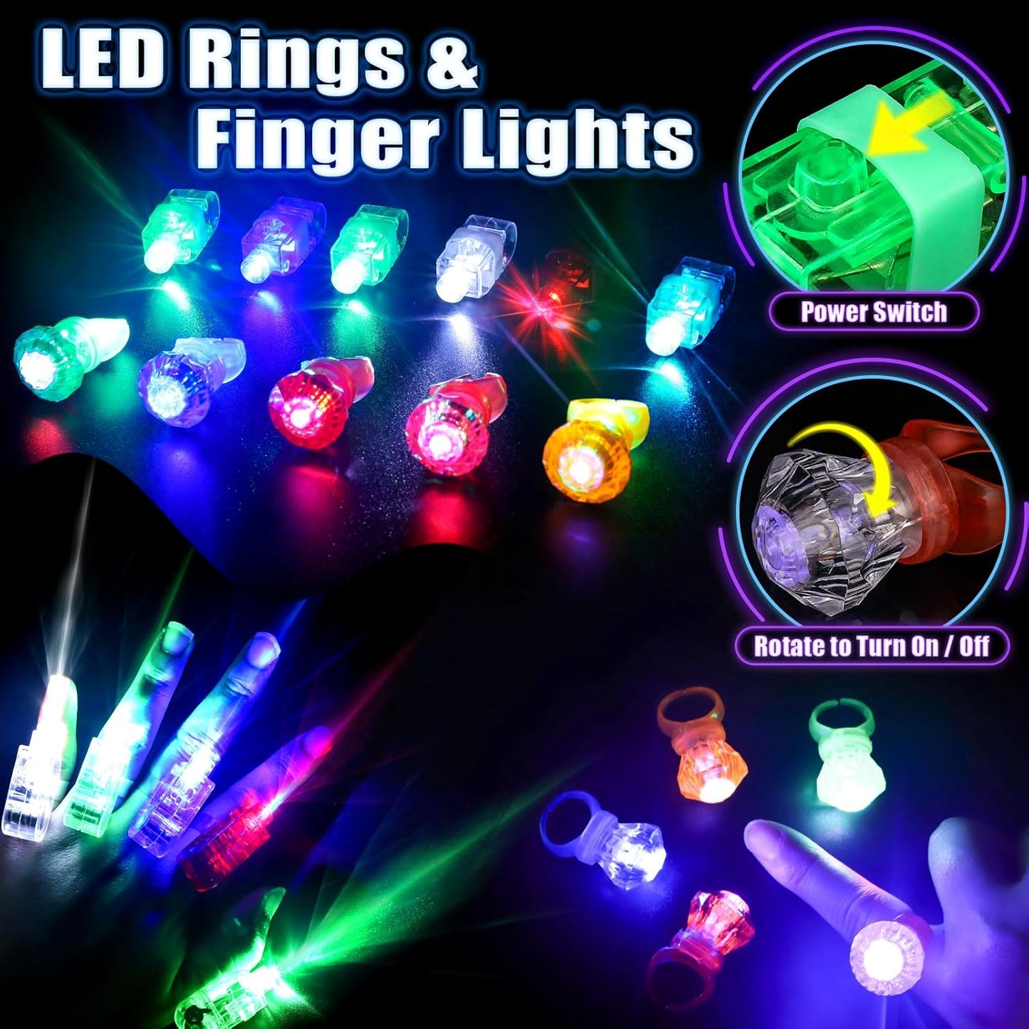 Glow in the Dark Party Supplies for Kids Adults, Light Up Party Favors with 57 LED Light Up Toys, 100 Glow Sticks Bulk DIY Glow Necklaces Glasses Bracelets Headband, Neon Party Supplies & Decorations