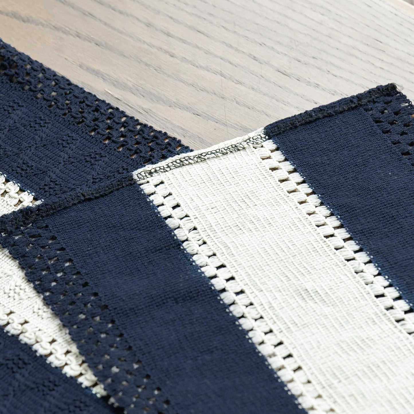 Artoid Mode Dark Blue Farmhouse Rustic Table Runner, Seasonal Hollow Kitchen Dining Table Decoration for Home Party Decor 12x60 Inch