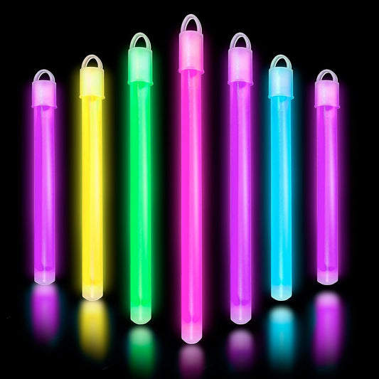 Glow Fever Glow in The Dark Sticks - 100 ct 6" Glow Sticks Bulk Party Pack with End Caps & Lanyards - Glow Party Favors for Concert, Festival, & Wedding Neon Light Sticks by Party Dragon, Multi