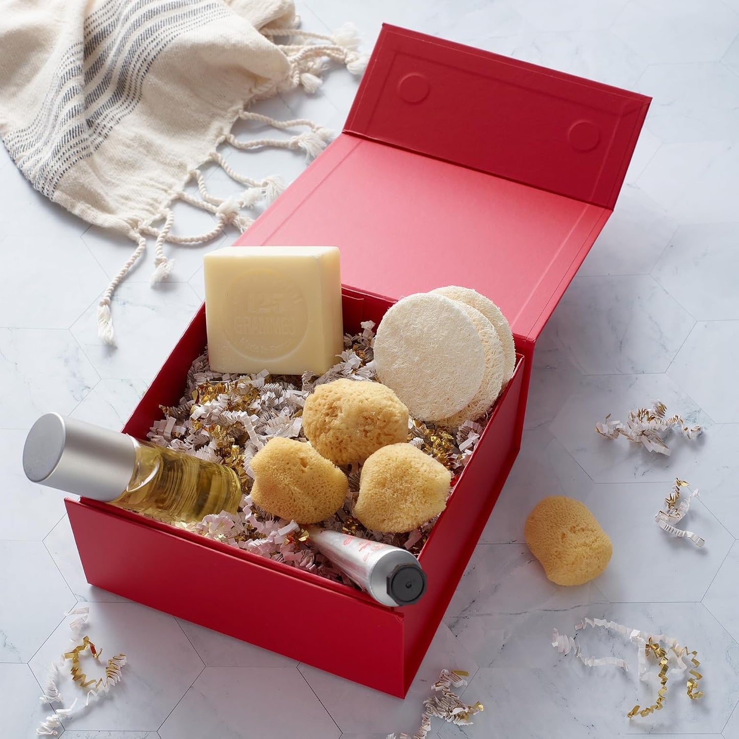 CECOBOX - Gift Boxes with Lids for Presents 6"x6"x2.75" - Matte, Collapsible Magnetic Closure Gift Box - Groomsmen & Bridesmaid Proposal Boxes, Wedding, PR, Birthdays, Holidays (Red)