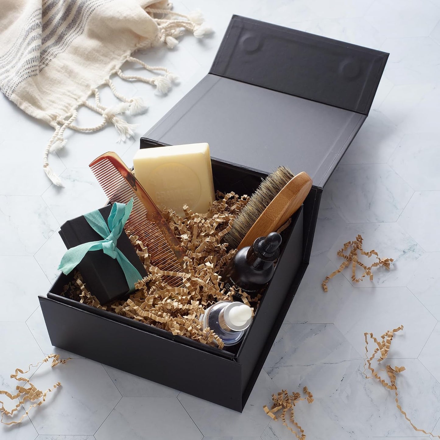 CECOBOX - Gift Boxes with Lids for Presents 6"x6"x2.75" - Matte, Collapsible Magnetic Closure Gift Box - Groomsmen & Bridesmaid Proposal Boxes, Wedding, PR, Birthdays, Holidays (Black)