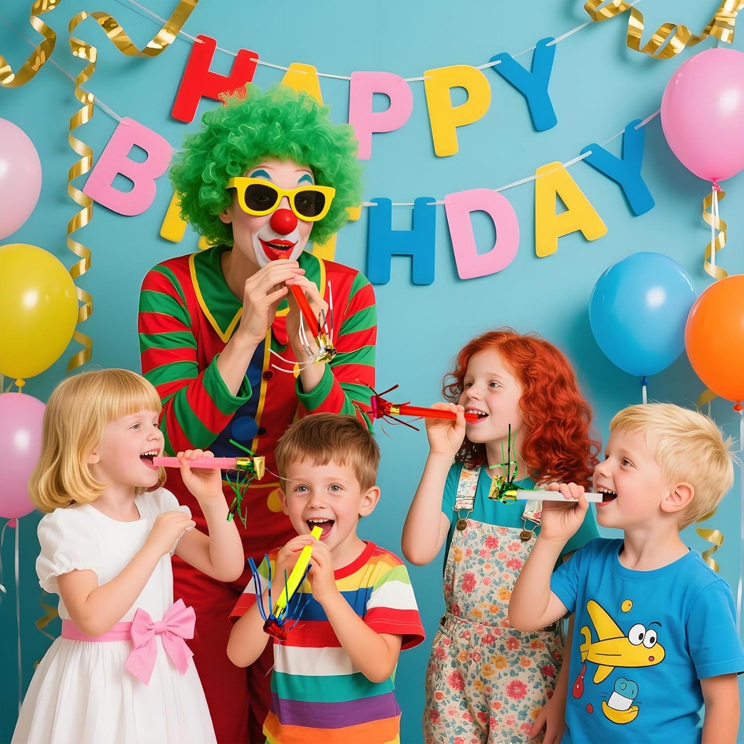 Party Blowers, 25 PCS Party Blowers for Kids, Party Blowouts, Party Noise Makers Horns, Fringed Birthday Blowers Noisemakers Blow Horns Party Whistles Favors for Birthday Christmas New Years Events