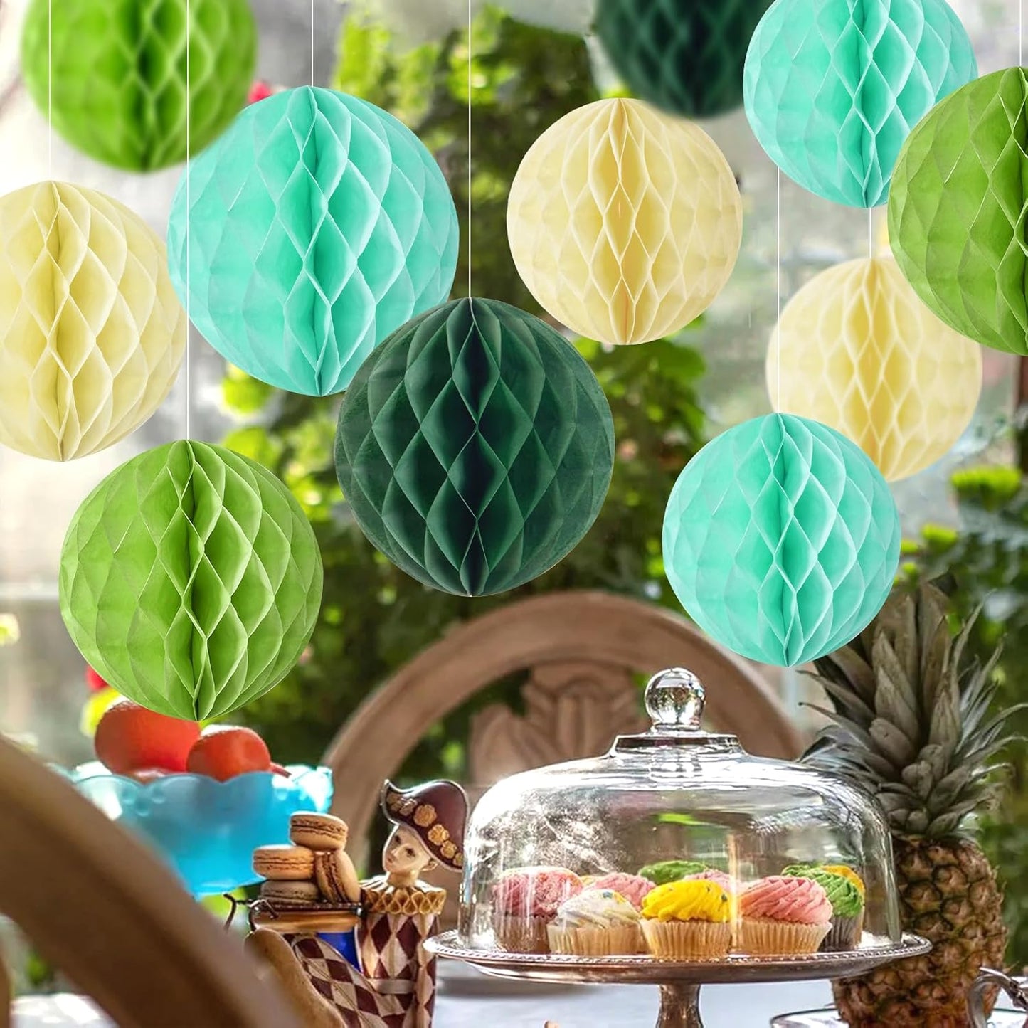 Sage Green Honeycomb Balls Decorations Sage Green Honeycomb Paper Decorations for Wedding Bridal Baby Shower Tropical Jungle Birthday Décor, Set of 16