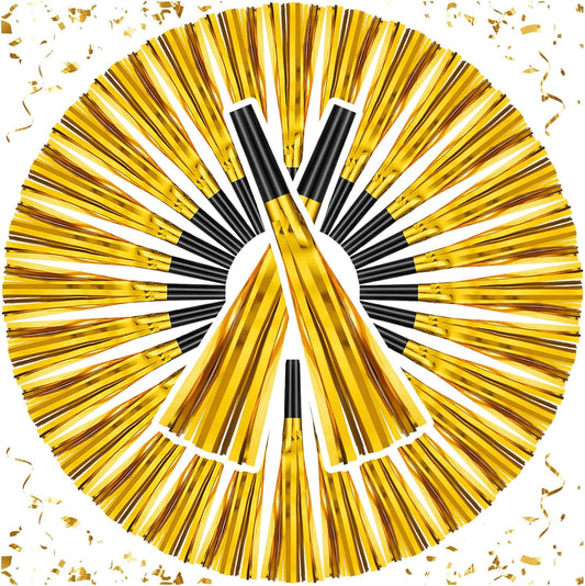 36 Pcs Noise Makers Birthday Blowers Glitter Metallic Fringed Party Blow Horns for Birthday Baby Shower Wedding Graduation Sporting New Year Party Favors Supplie（Gold）