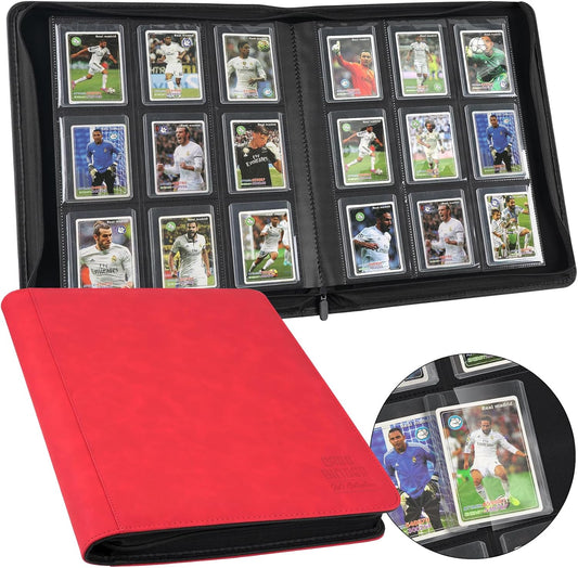 Toploader Binder with 9-Pocket Pages, Holds 288 "3×4" Rigid Toploader Hard Cases, Card Holder for Collectible Cards or Sports Cards, Durable Sleeves for Storage & Display (Red)